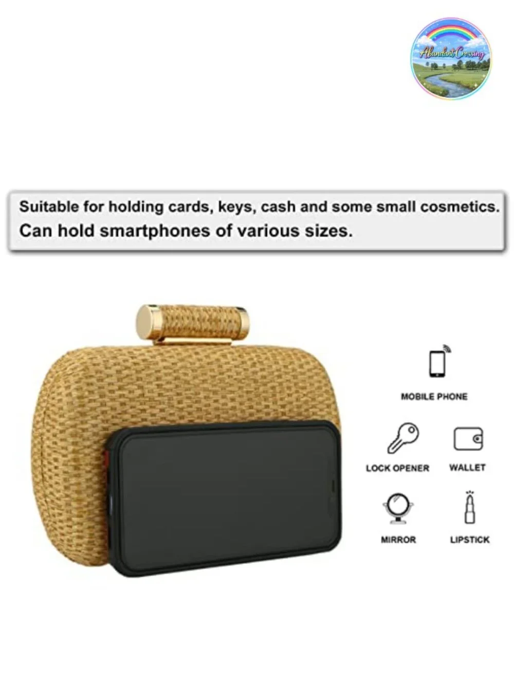 Natural Straw Clutch Purse Women Woven Evening Handbag Wedding Party Beach